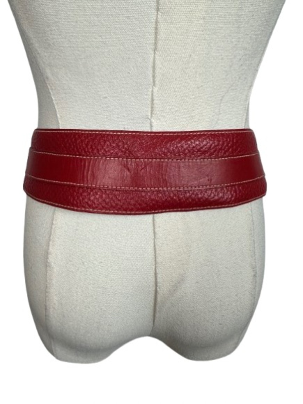 Gianfranco Ferre Red Leather Double-Buckle Waist Belt - Picture 3 of 6